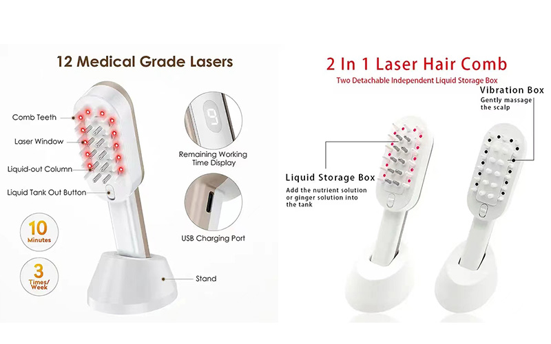 Anti Hair Loss Massage Red light LED Therapy Laser Hair Growth Comb