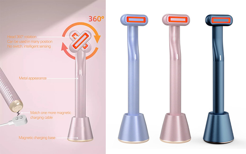 Latest 5 In 1 Dual Color Facial Beauty Red Light Therapy LED Wand Handheld Neck Face Beauty